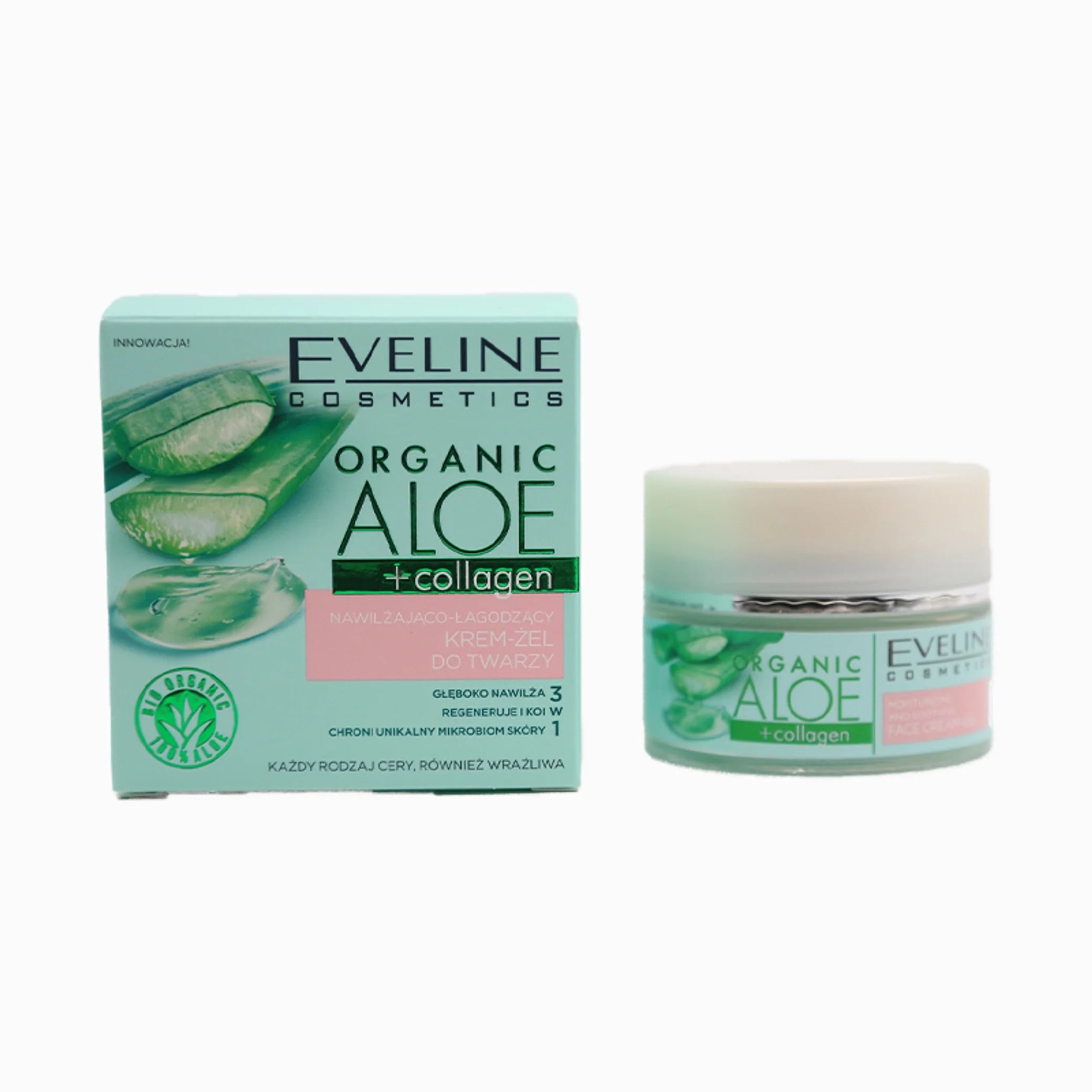 Organic Aloe + Collagen Moisturizing and Soothing Face Cream-Gel 50ml
