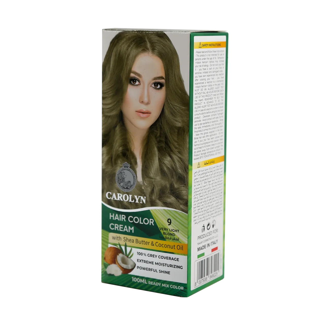 Hair Color Cream Kit with Shea Butter & Coconut Oil 9 Very Light Blond