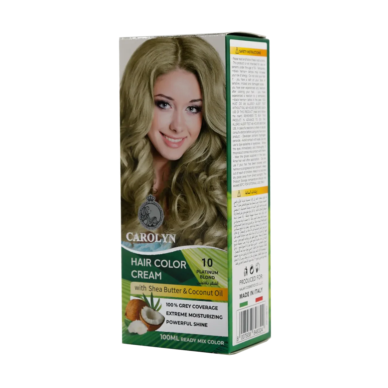 Hair Color Cream Kit with Shea Butter & Coconut Oil 10 Platinum Blond