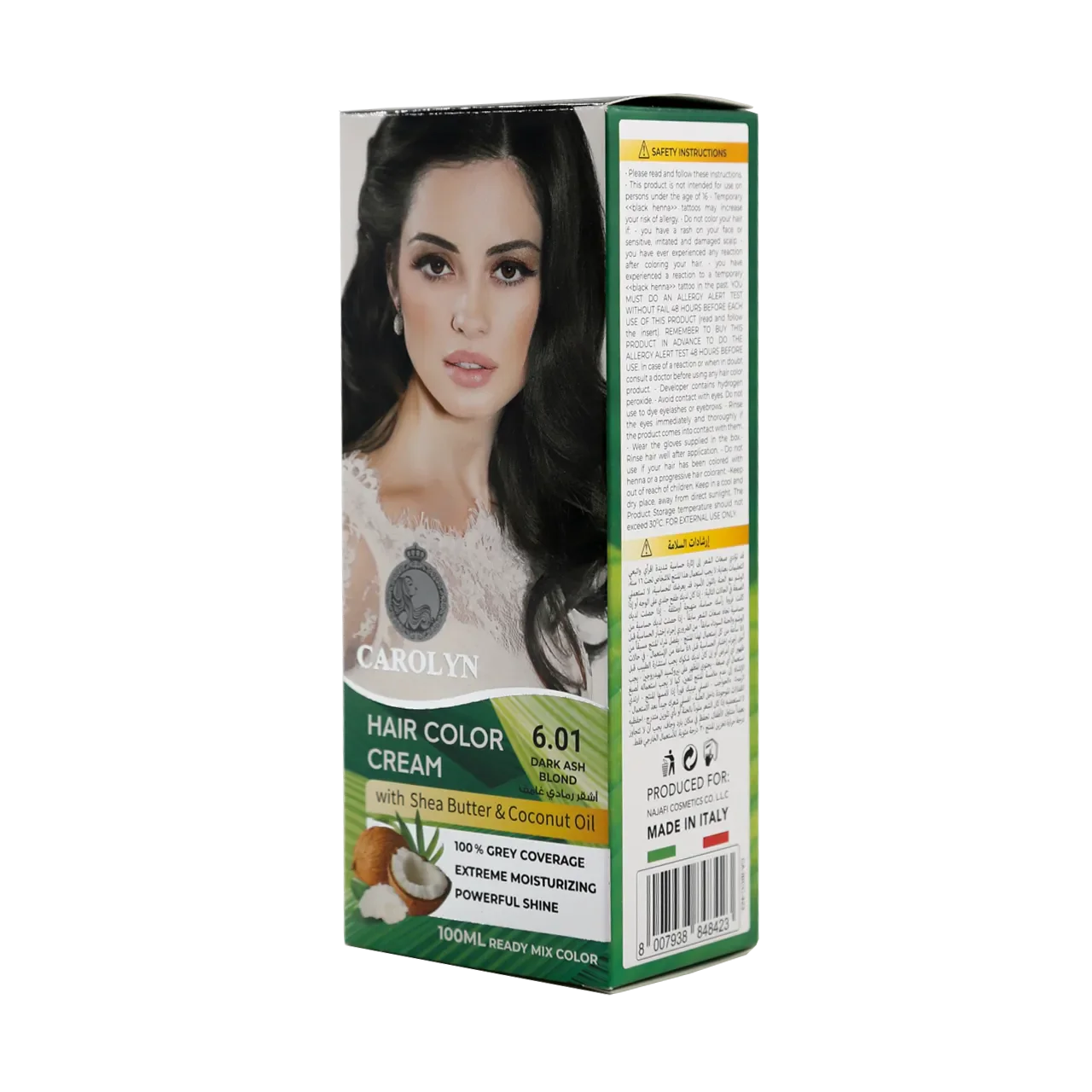 Hair Color Cream Kit with Shea Butter &amp; Coconut Oil 6.01 Dark Ash Blond