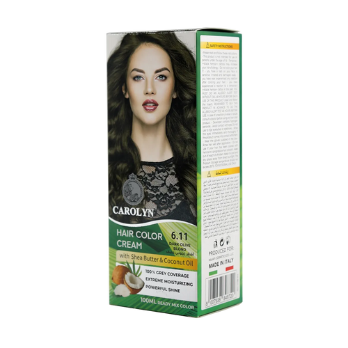 Hair Color Cream Kit with Shea Butter & Coconut Oil 6.11 Dark Olive Blond