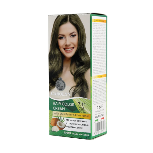 Hair Color Cream Kit with Shea Butter & Coconut Oil 7.11 Olive Blond