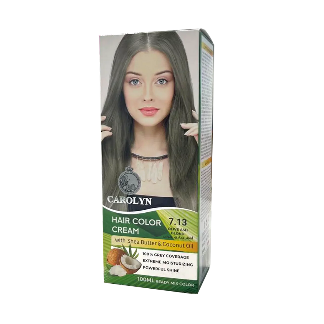 Hair Color Cream Kit with Shea Butter &amp; Coconut Oil 7.13 Olive Ash Blond