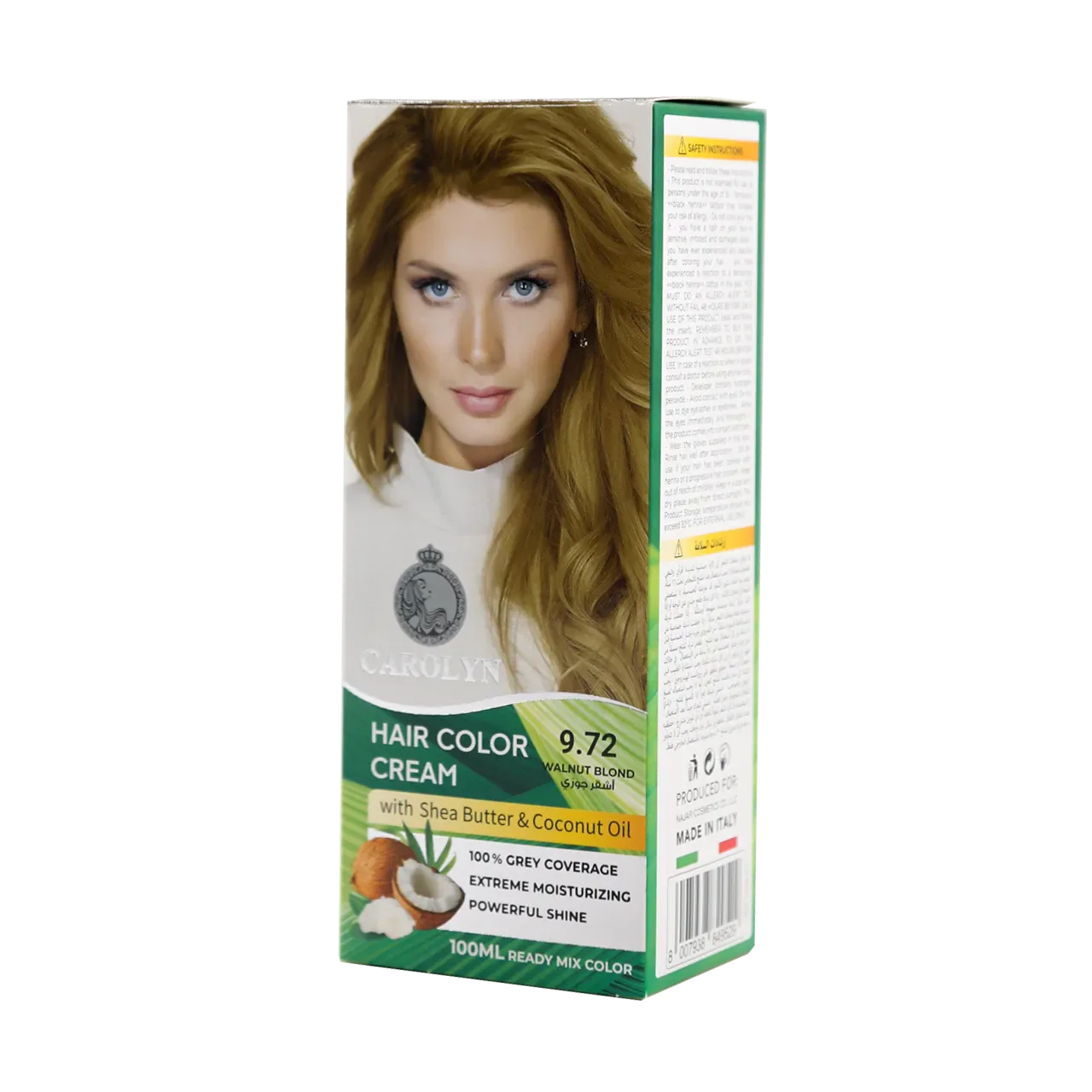 Hair Color Cream Kit with Shea Butter &amp; Coconut Oil 9.72 Walnut Blond