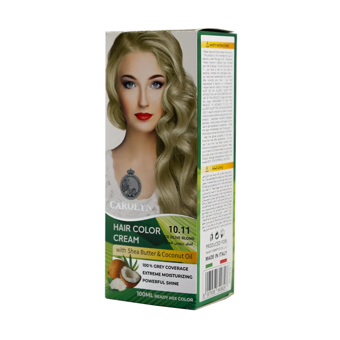 Hair Color Cream Kit with Shea Butter &amp; Coconut Oil 10.11 Iced Olive Blond