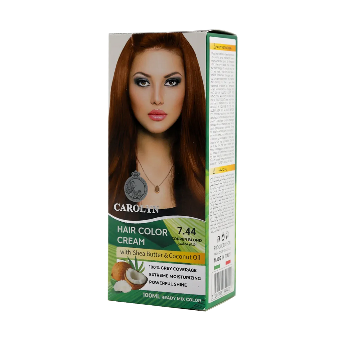 Hair Color Cream Kit with Shea Butter &amp; Coconut Oil 7.44 Copper Blond