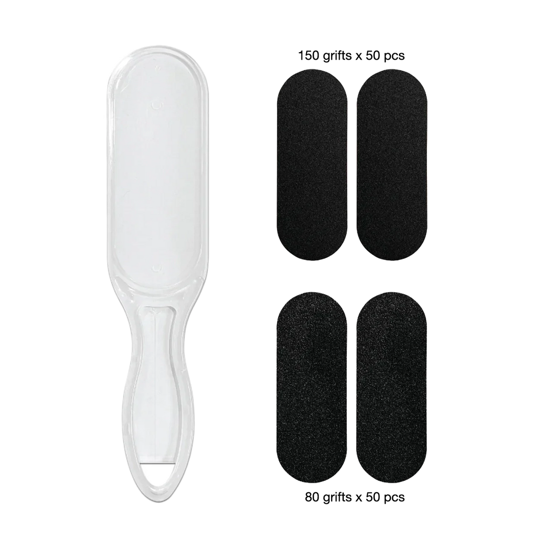2 Sided Foot File with 100 Refill Sand Paper Sheets (80 Grits &amp; 150 Grits)