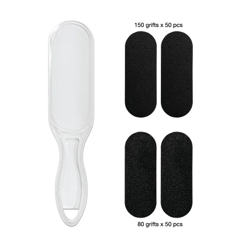 2 Sided Foot File with 100 Refill Sand Paper Sheets (80 Grits & 150 Grits)