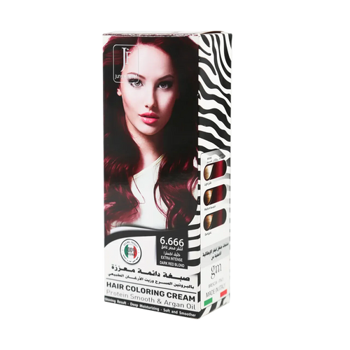 Hair Coloring Cream Kit 6.666 Extra Intense Dark Red Blond
