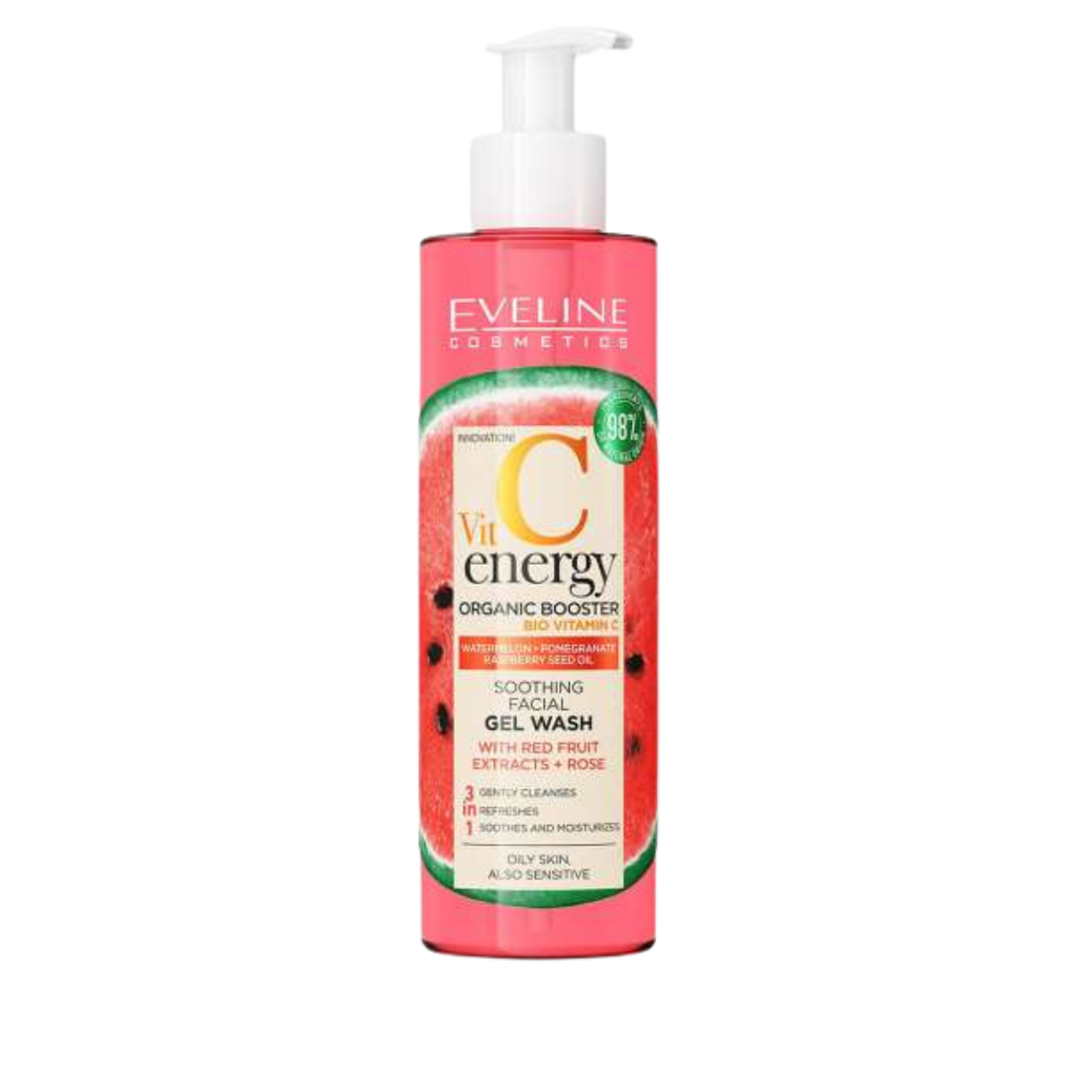 Vit C Energy Organic Booster Soothing Face Wash Gel-Oil with Red Fruit Extracts &amp; Rose 200ml