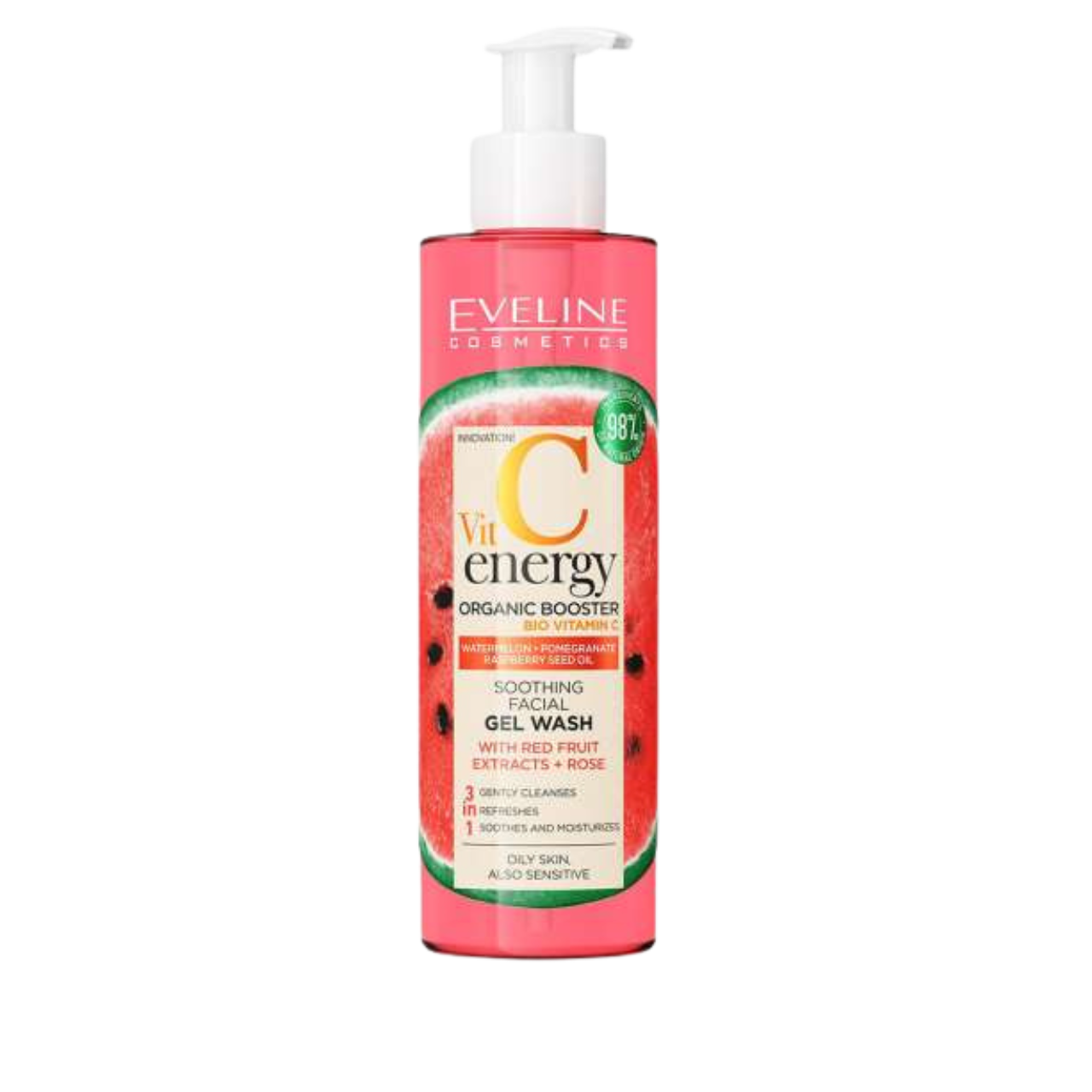 Vit C Energy Organic Booster Soothing Face Wash Gel-Oil with Red Fruit Extracts & Rose 200ml