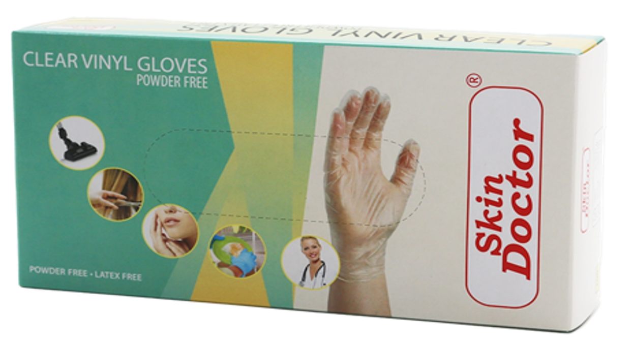 Powder Free Clear Vinyle Gloves - Large (Box of 100)